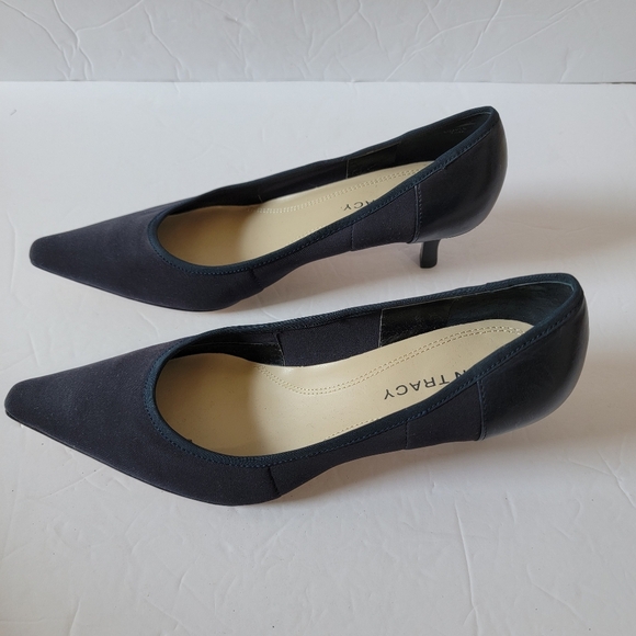 Ellen Tracy SIMPLE Black Kitren Heel Pump Sz 7.5M Suede Leather Office Siren - Picture 4 of 13
